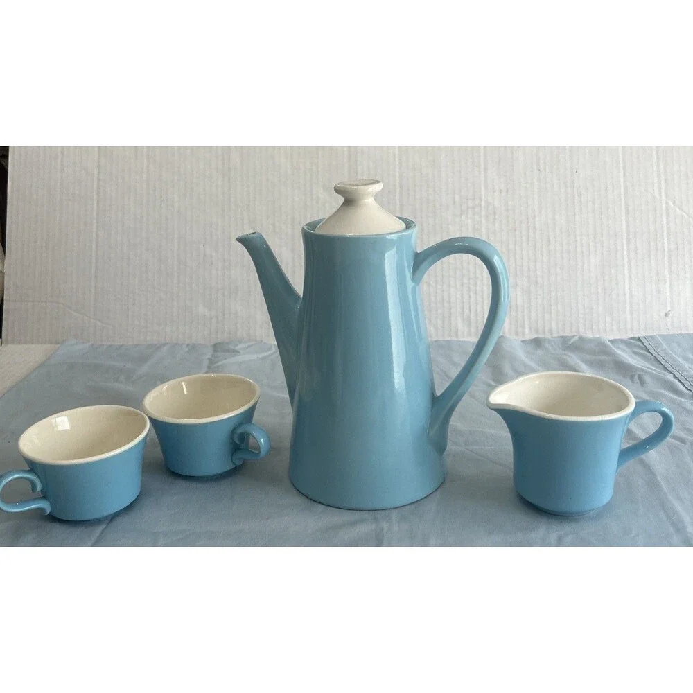 Vintage Cameron Clay Ceramic Coffee Carafe Server Pot, 2 Cups,  Creamer USA